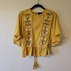 Embroidered dolman sleeve blouse